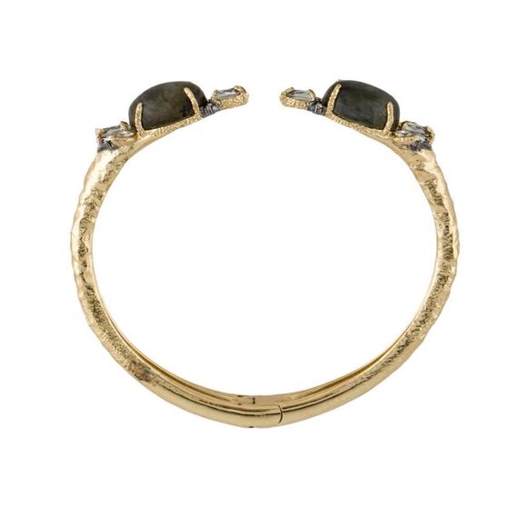❤️SOLD❤️Alexis Bittar Crystal Elements Open Cuff 10K Gold Plated Bracelet - Picture 5 of 9